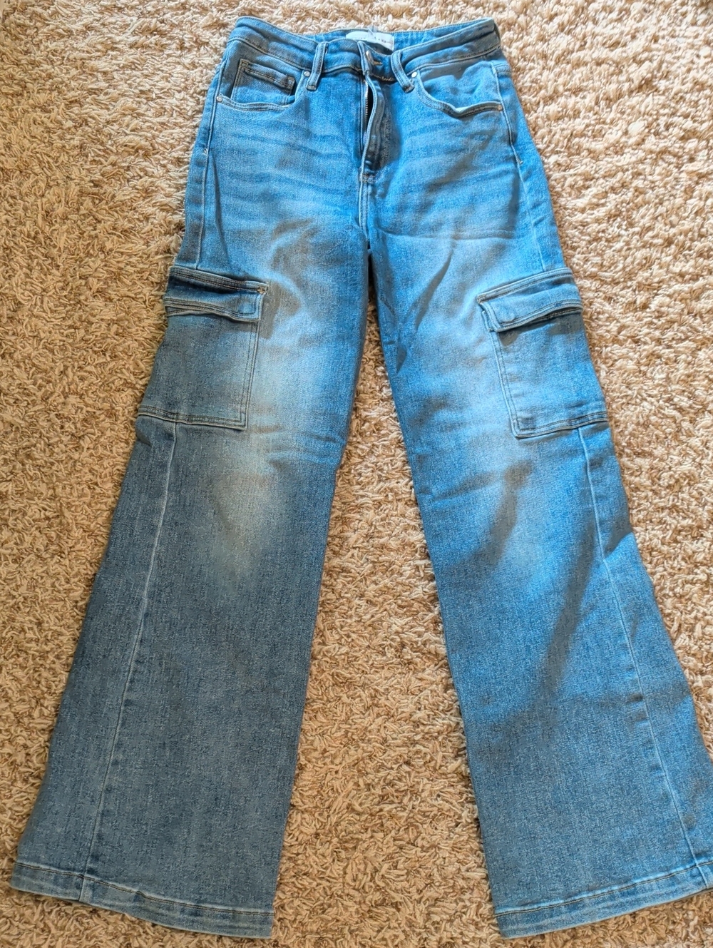 Risen Women's Blue Cargo Denim Jeans